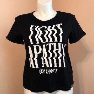 NWT Killstar Plus 3XL Black White T-shirt FIGHT APATHY OR DON'T Cotton